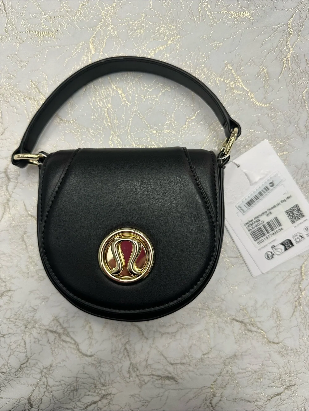 Lululemon Black Leather alternative crossbody Bag Mini